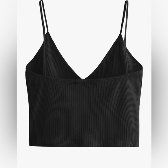 SHEIN Women's Casual V Neck Ribbed Knit Overlap Front Crop Cami Top - Picture 2 of 7
